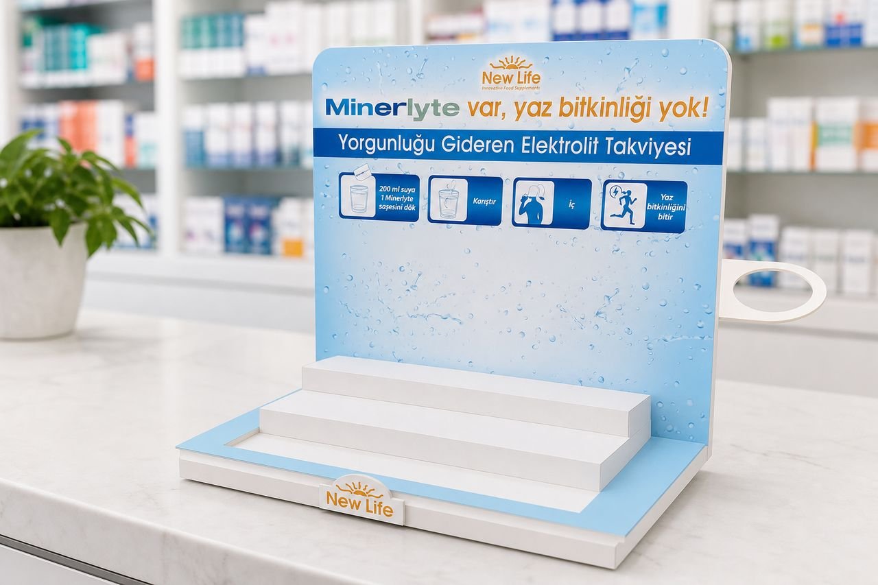 New Life Minerlyte Masaüstü Teşhir Standı