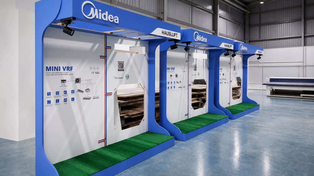 Midea Mini VRF fuar standı — Yöntem Endüstriyel üretimi